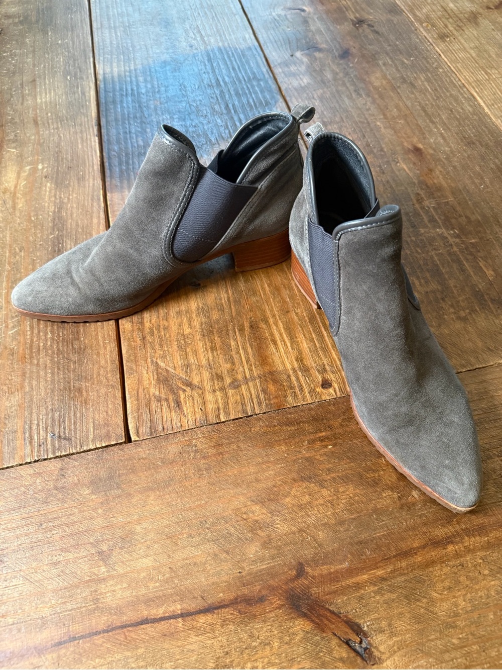 Women's Grey Suede Chelsea Ankle Booties